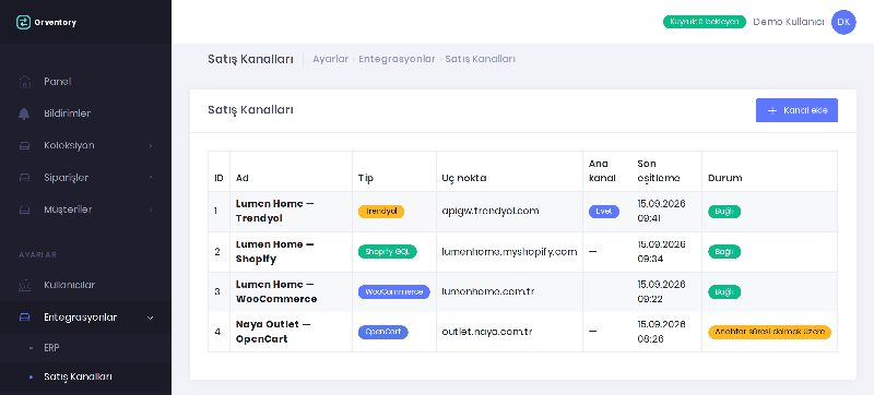 1 · ERP’yi ve kanalı bağla